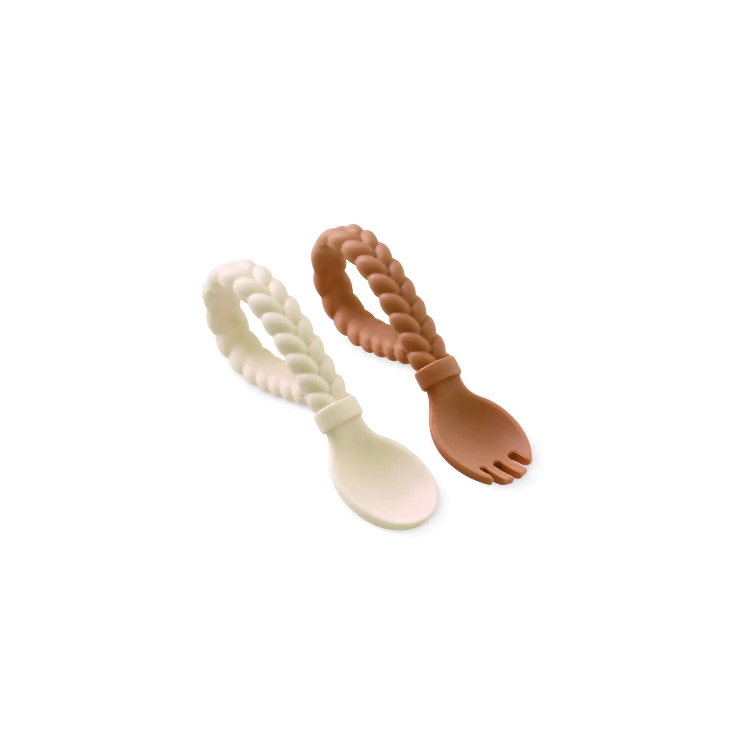 Itzy Ritzy Sweetie Spoons Silicone Fork & Spoon Set "BUTTERCREAM & TOFFEE"