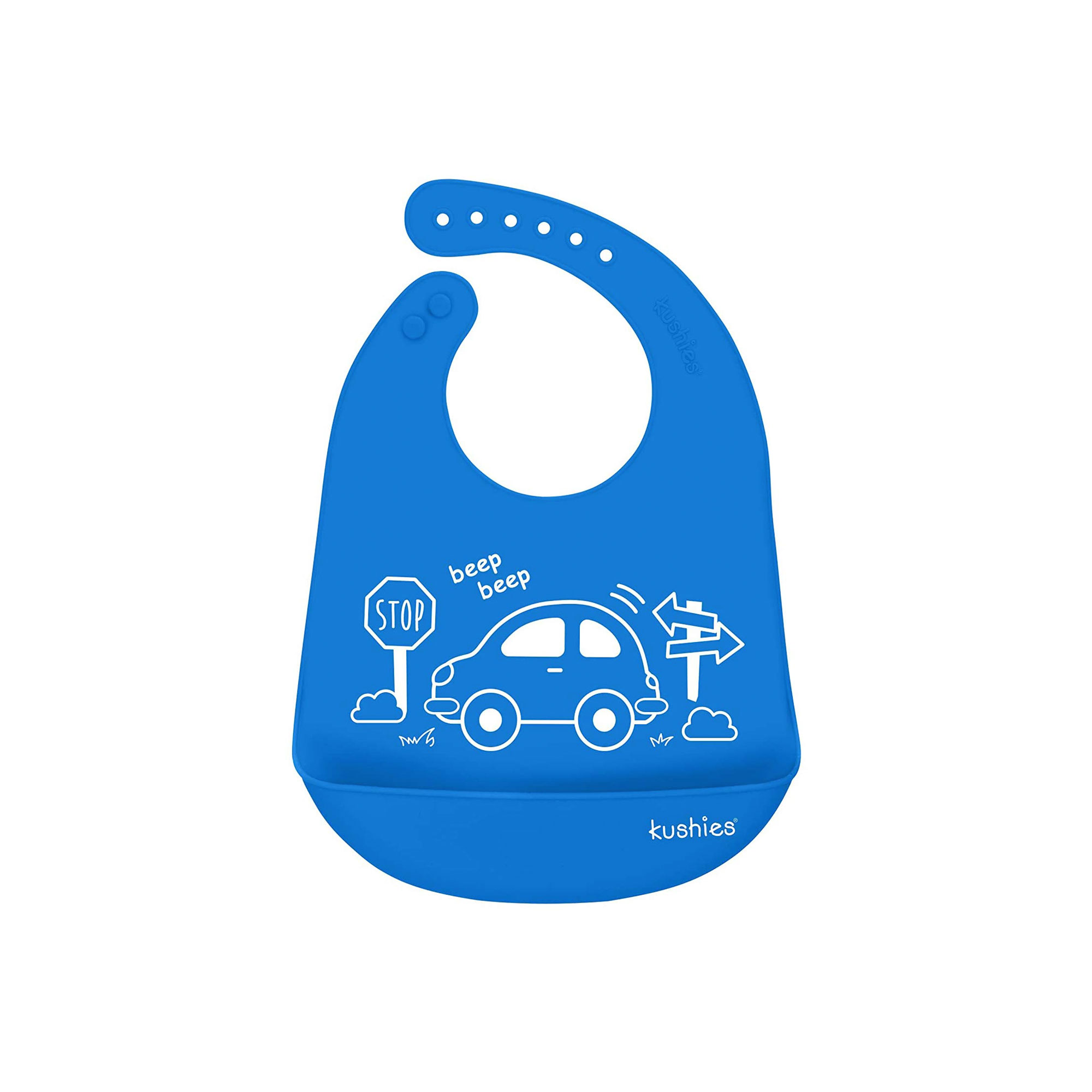 Kushies Silicatch Bib "MY CAR AZURE"
