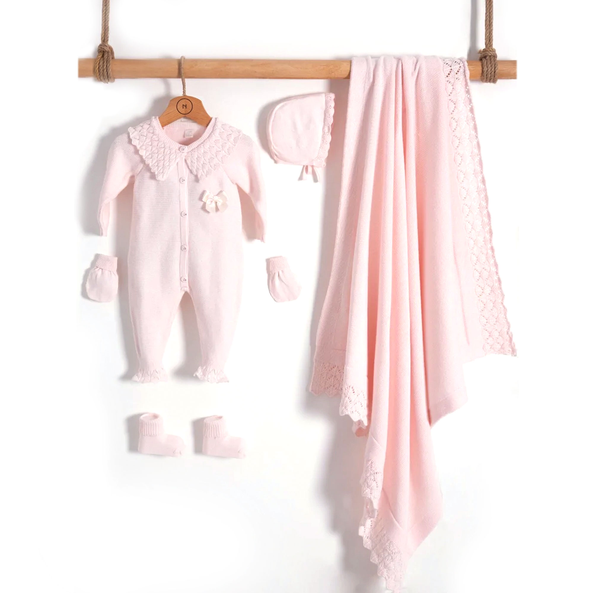 NIPPERLAND Natutal Cotton Multi Pc Newborn Baby Girl Gift Set "PINK"