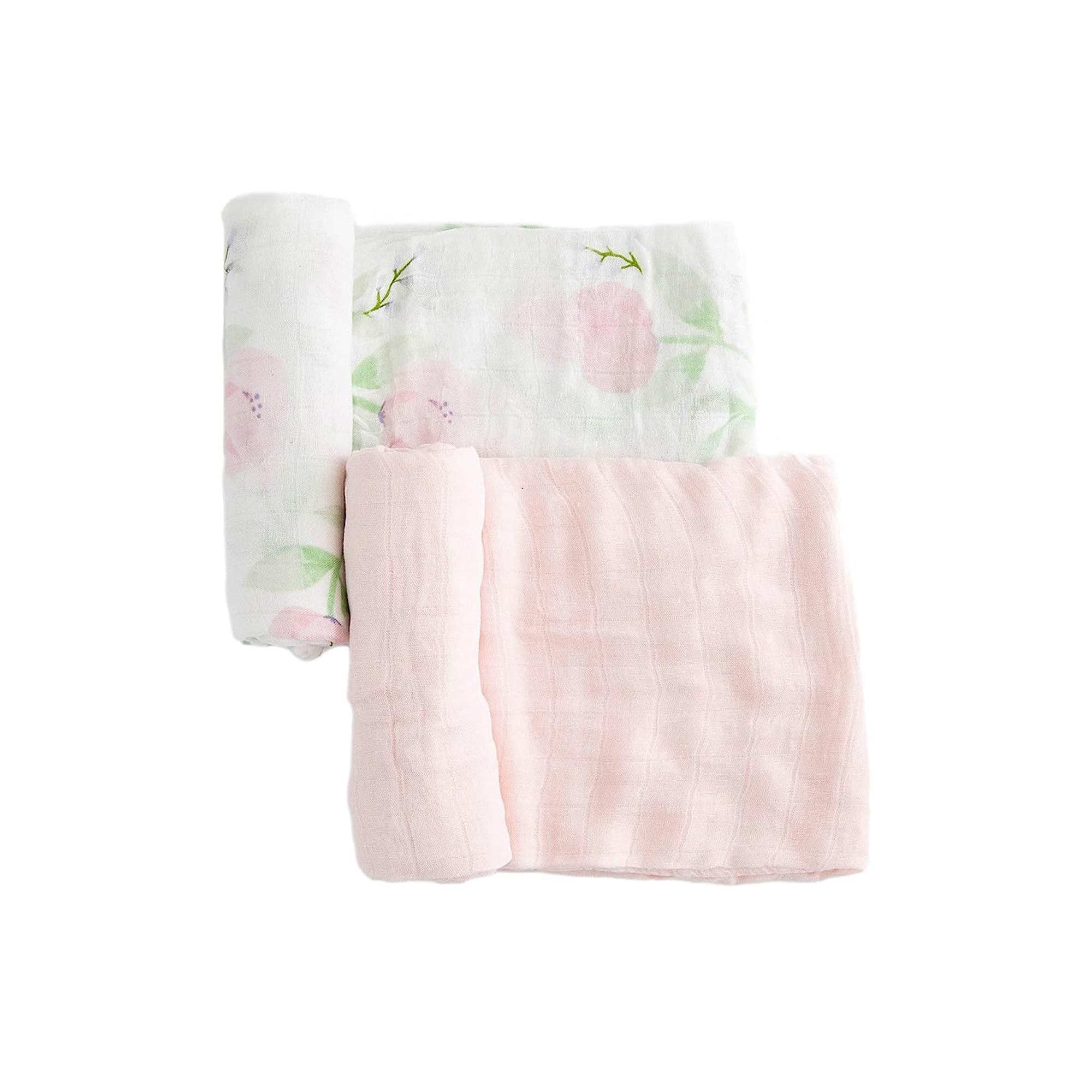 Little Unicorn Deluxe Muslin Swaddle Blanket 2 Pack "PINK PEONY"