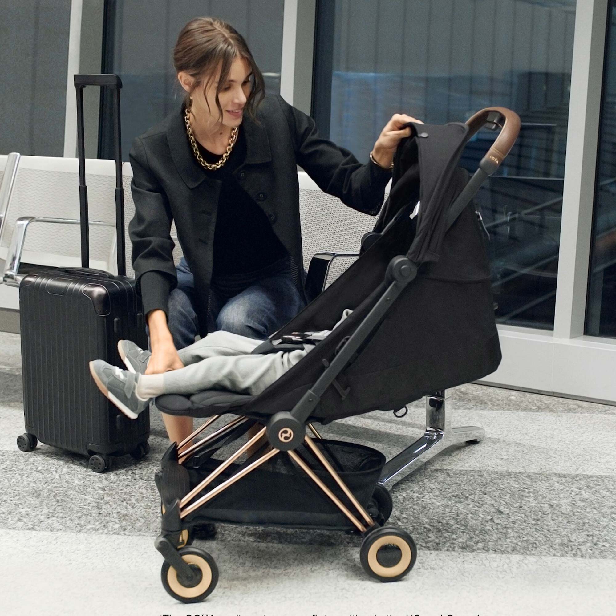 CYBEX Coya Stroller "SEPIA BLACK & ROSE GOLD FRAME" - Image 3