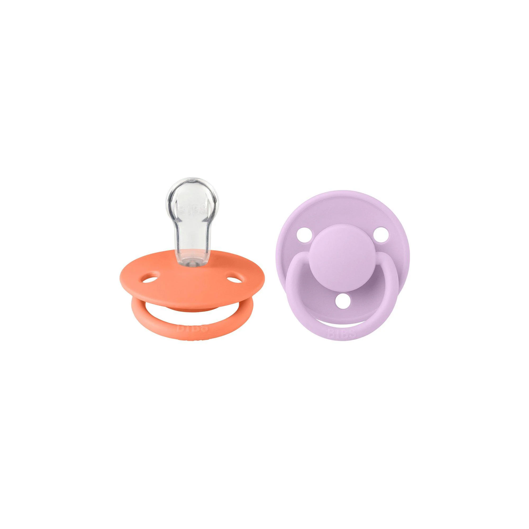 BIBS De Lux Pacifier 2 Pack Size 1 "PAPAYA/VIOLET SKY"