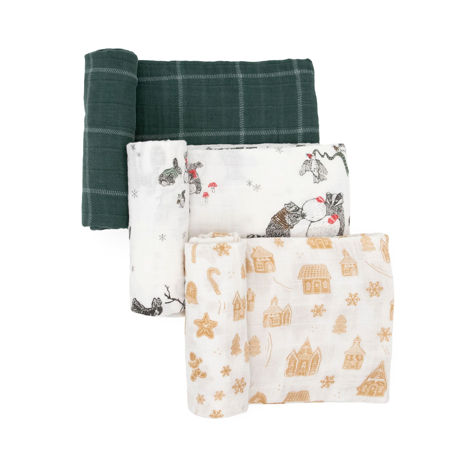 Little Unicorn Cotton Muslin Swaddle Blanket 3 Pack "SNOW DAY"