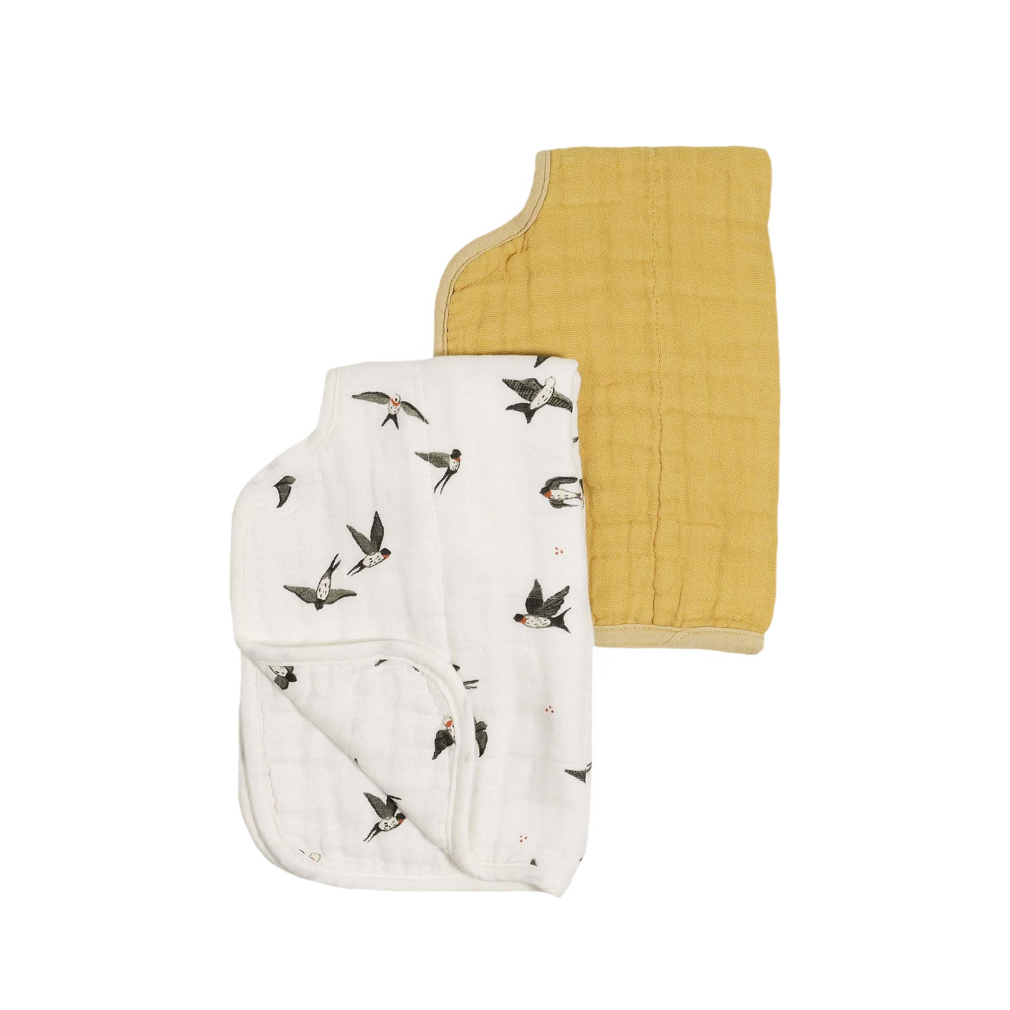 Little Unicorn Organic Cotton Muslin Burp Cloth 2 Pack "SWALLOWS + WHEAT"