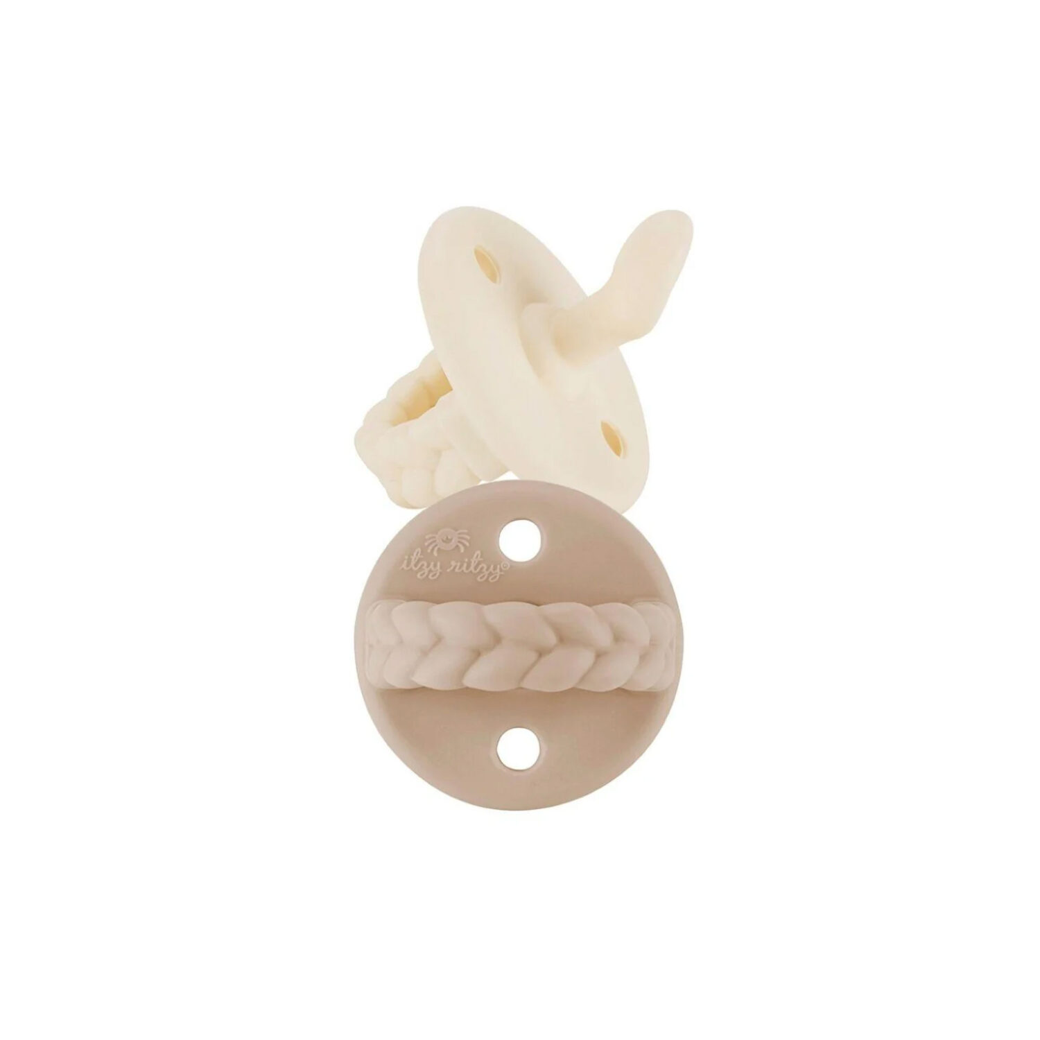 Itzy Ritzy Sweetie Soother Silicone Pacifiers 6-18M "TOAST & BUTTERCREAM"