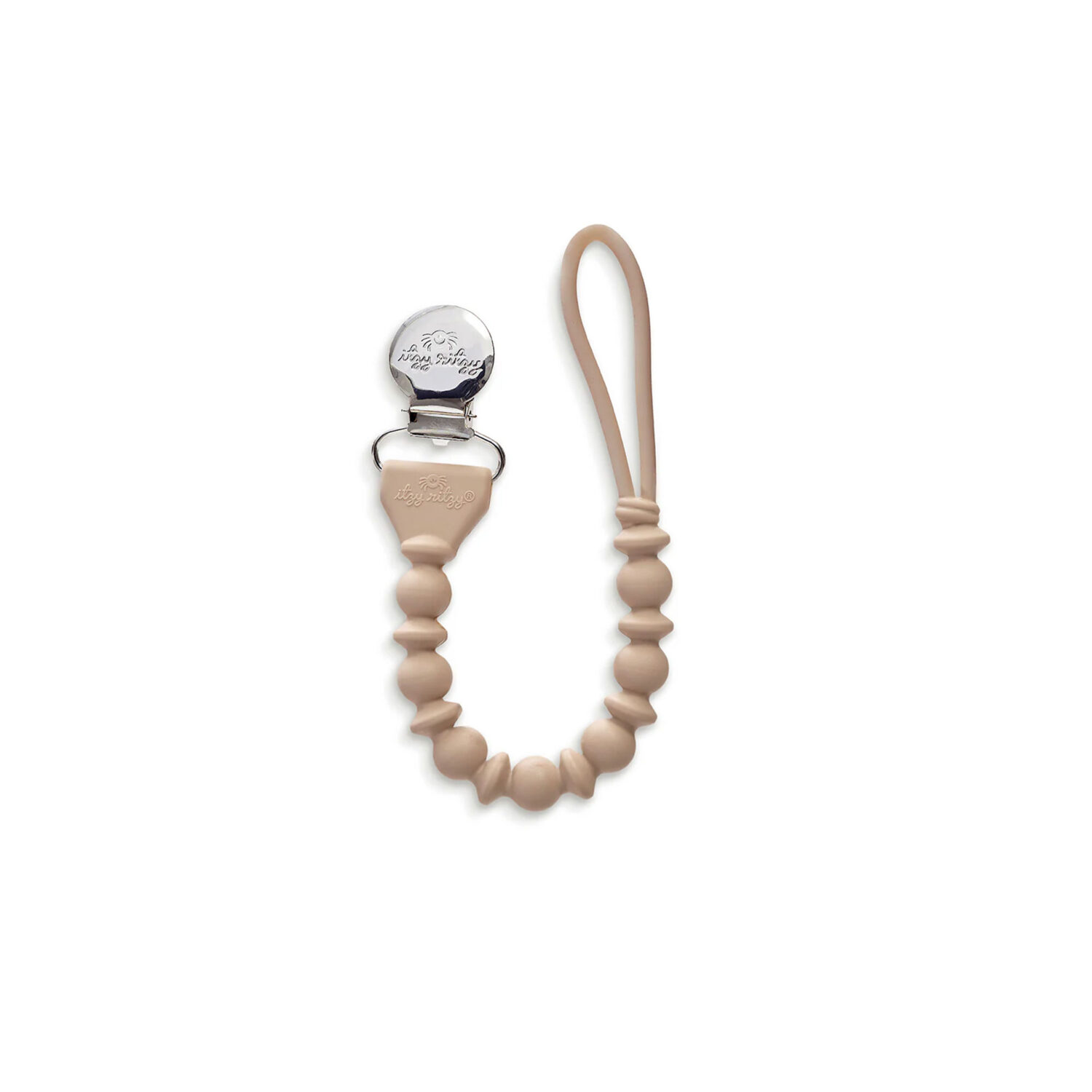 Itzy Ritzy Sweetie Strap Beaded Pacifier Clip "TOAST"