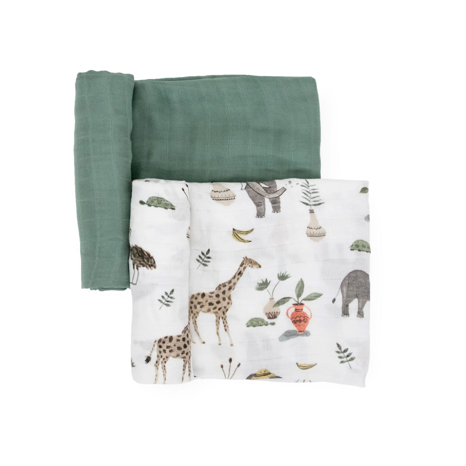 Little Unicorn Deluxe Muslin Swaddle Blanket 2 Pack "SAFARY SOCIAL 2"
