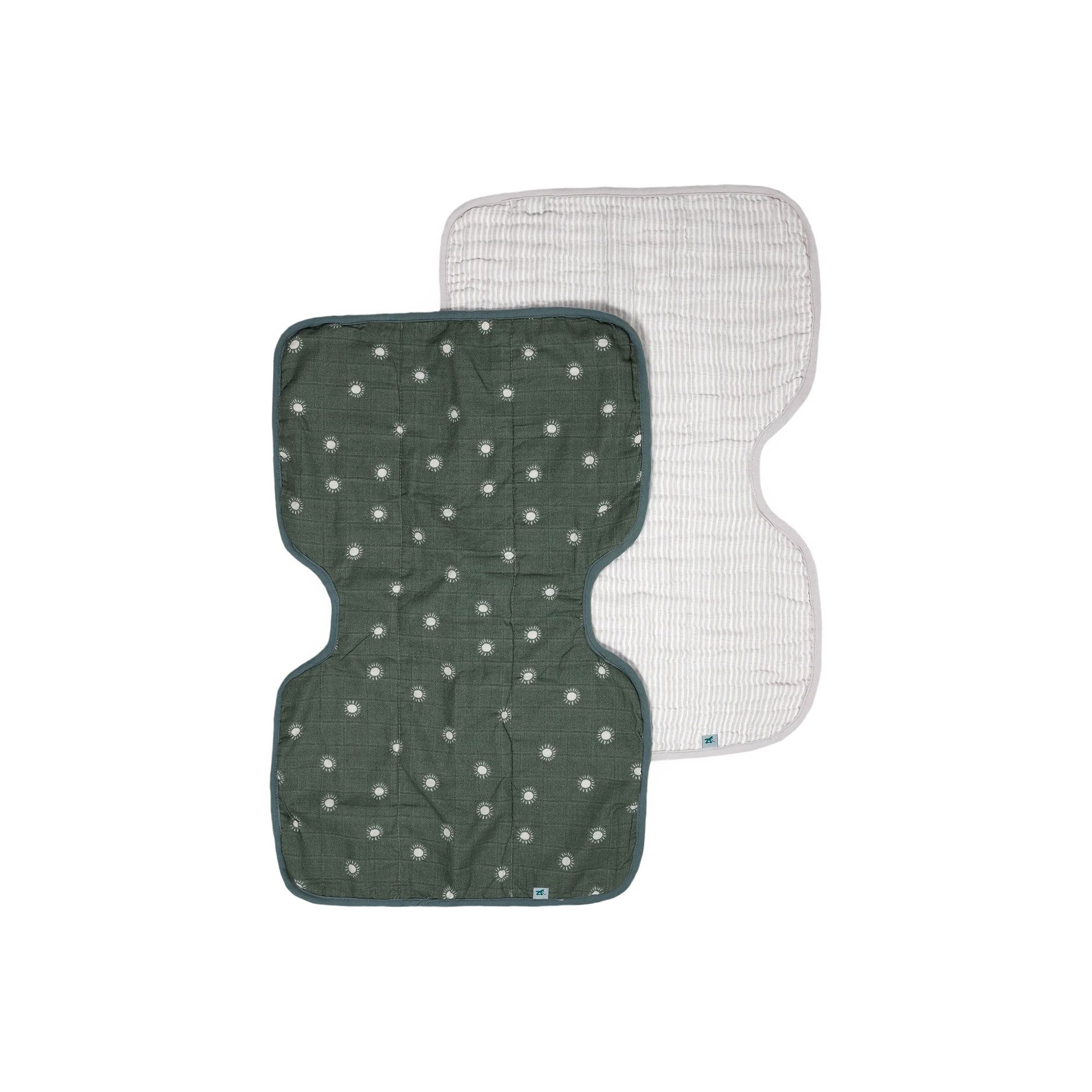 Little Unicorn Organic Cotton Muslin Burp Cloth 2 Pack "SUNS + SANDS STRIPE"