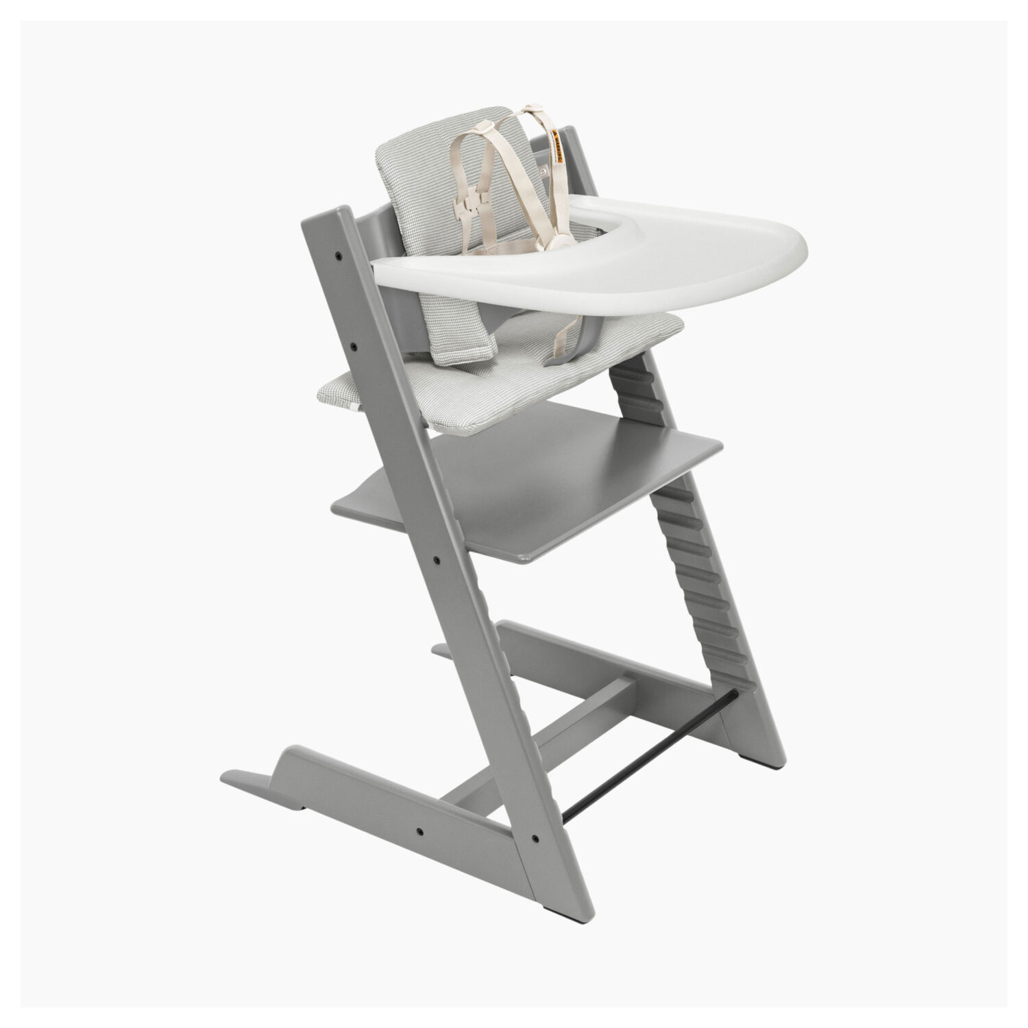STOKKE Tripp Trapp All-In-One Chair Bundle "WHITEWASH/NORTIC GREY CUSHION"