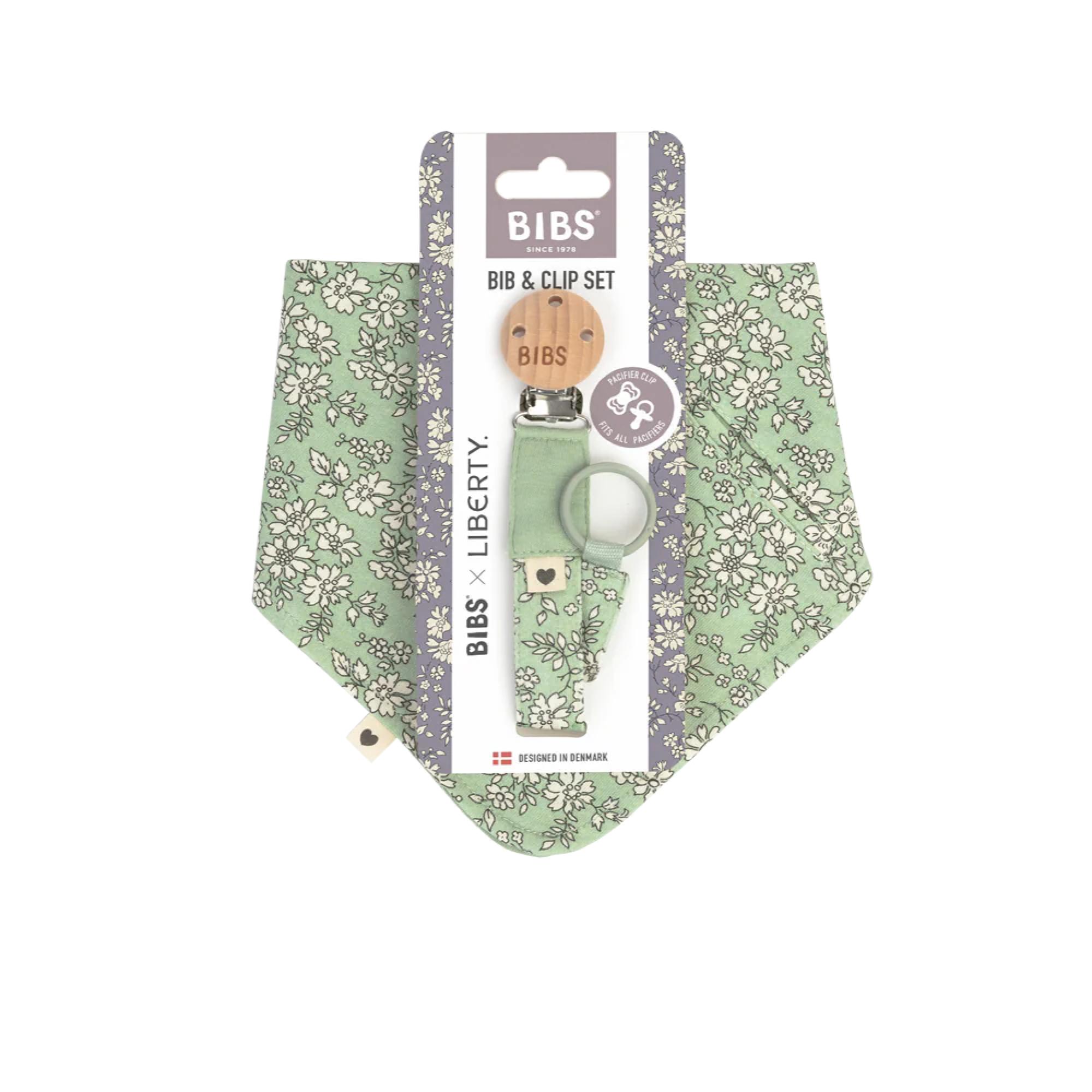 BIBS x LIBERTY Bib & Clip Set "CAPEL SAGE"