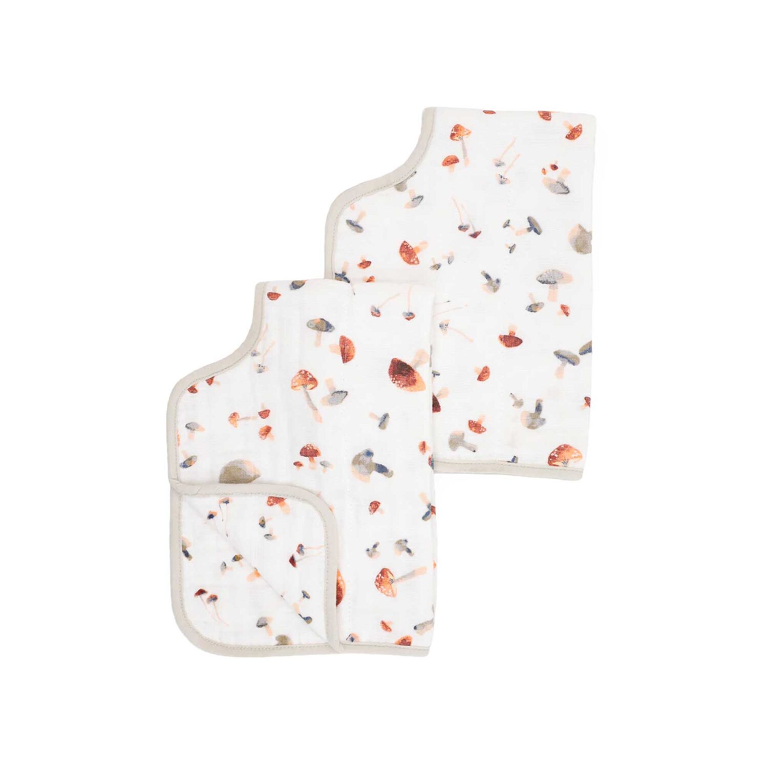 Little Unicorn Cotton Muslin Burp Cloth 2 Pack "MUSHROOMS"