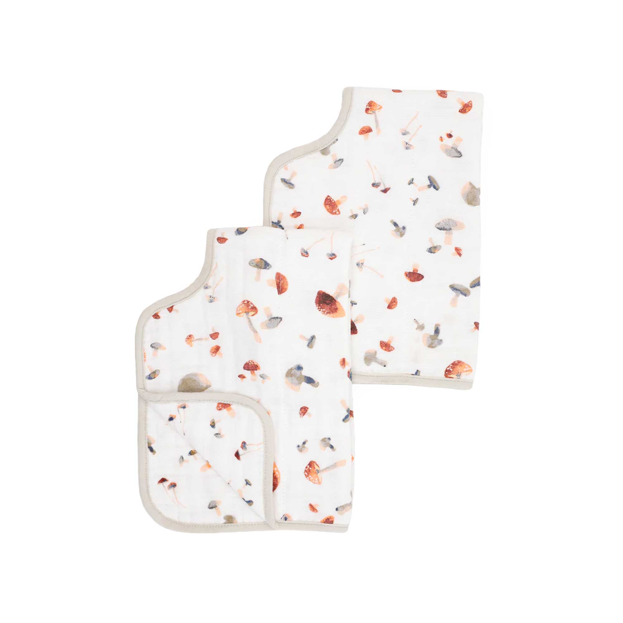Little Unicorn Cotton Muslin Burp Cloth 2 Pack "MUSHROOMS"